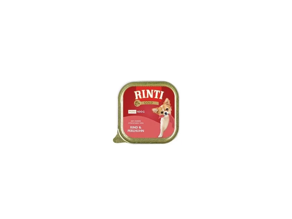 Speciální Cena Rinti Dog Gold Mini vanička hovězí+perlička 100g