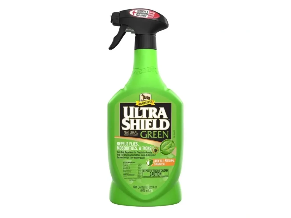 Absorbine UltraShield GREEN – přírodní koňský deodorant s esenciálními oleji, Lahev s rozprašovačem, 946 ml Značkový